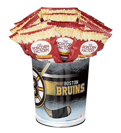 Boston Bruins Popcorn Tin with 15 Bags of Popcorn